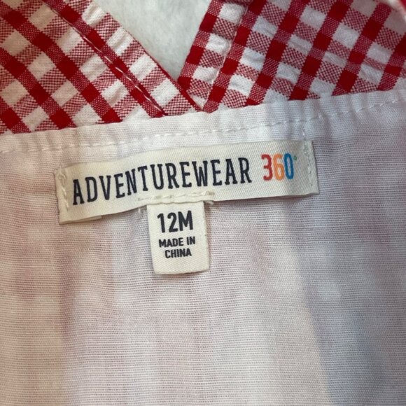 Adventurewear 360 Anchor Embroidered Gingham Romper Boys Size 12M 100% Cotton - Picture 4 of 9
